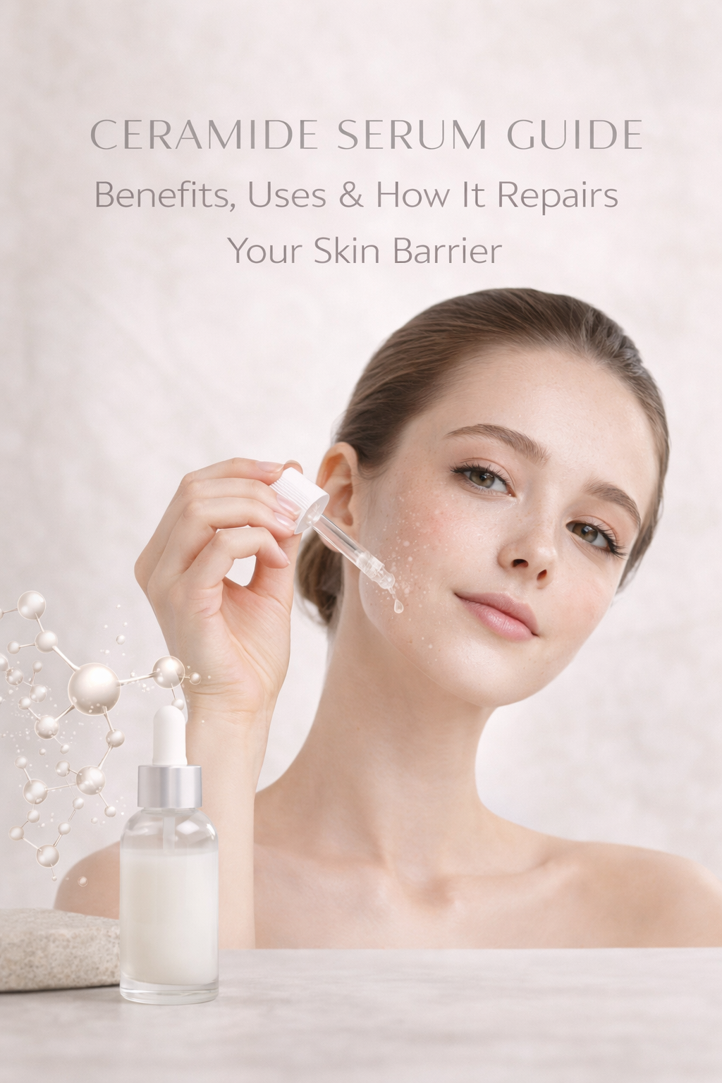 a women guiding the benefits ,uses and how to repair skin barrier with ceramide serum